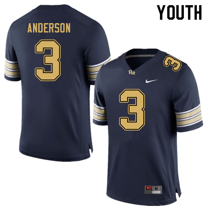 Youth #3 Khalil Anderson Pitt Panthers College Football Jerseys Sale-Navy